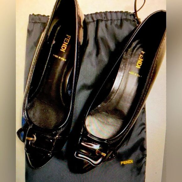 Fendi Black Patent leather Flats - Picture 1 of 10